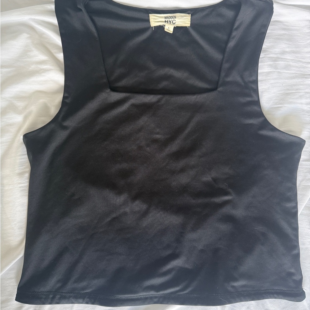 Steve Madden Black Square-Neck Tank